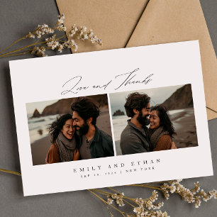 Convites Casamento Código QR de Foto de Praia com Caligrafi