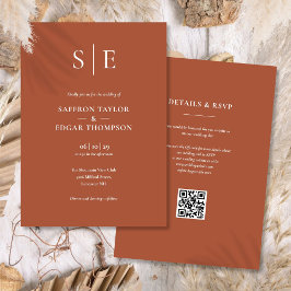 Convites Casamento Código QR de Terracota Monograma