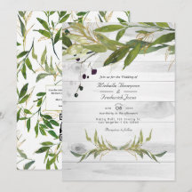Casamento Código QR de Vegetação em Aquarela Rústi