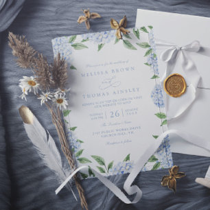 Convites Casamento Código QR Elegante com Borda de Hortênsi