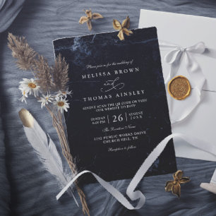 Convites Casamento Código QR Elegante Minimalista Mármore S