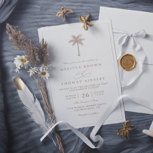 Convites CASAMENTO Código QR Elegante Minimalista Palmeira
