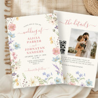 casamento código QR em escrita elegante boho flor