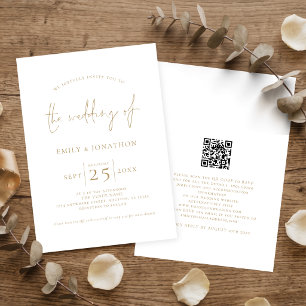 Convites Casamento Código QR em Grafia Elegante a Ouro