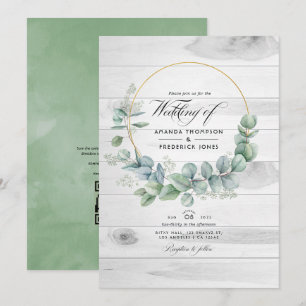 Convites Casamento Código QR Eucalipto Country Celeiro Rúst