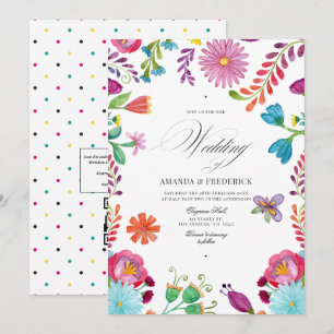Convites Casamento Código QR Fiesta Mexicana Floral Aquarel