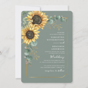 Convites Casamento Código QR Flor de Girassol Aquarela