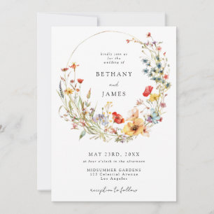 Convites Casamento Código QR Flor Silvestre de Verão