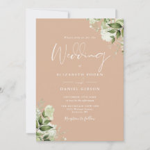 Casamento Código QR Floral Bege Rústico