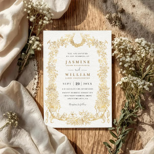 Convites Casamento Código QR Floral Blooms Barroco Vintage