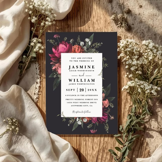 Convites Casamento Código QR Floral Botânico Elegante (Criador carregado)