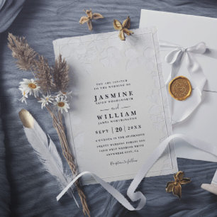 Convites Casamento Código QR Floral Elegante Relevo Jardim