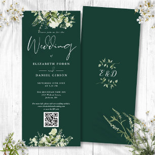 Convites Casamento Código QR Floral Esmeralda