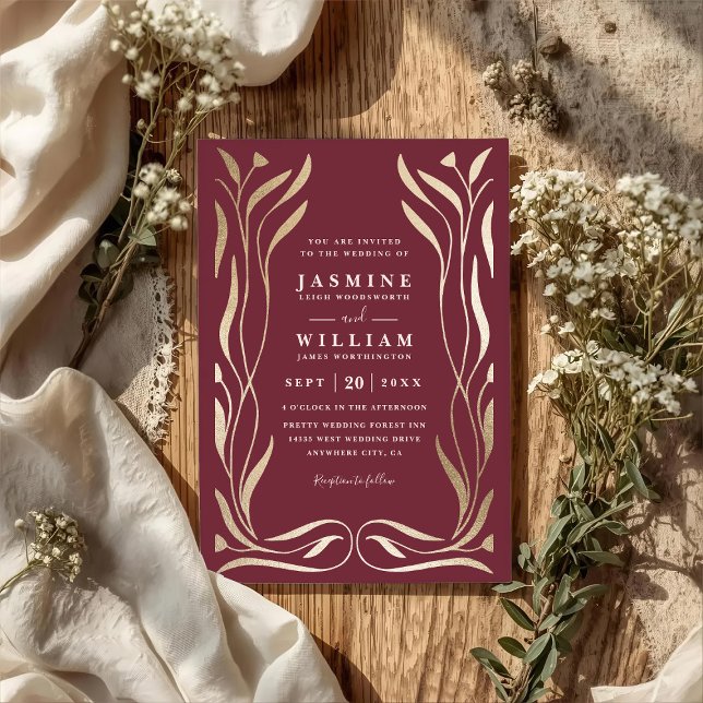 Convites Casamento Código QR Floral Luxo Boho Elegante (Criador carregado)