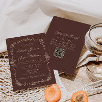 Casamento Código QR Floral Marrom Chocolate Old Mo