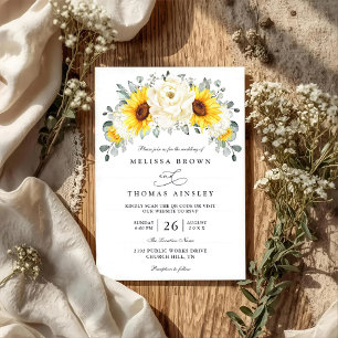 Convites Casamento Código QR Floral Peônia Girassol Eucalip