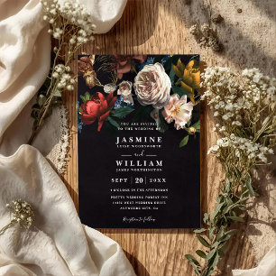 Convites Casamento Código QR Floral Romântico Sombrio Holan