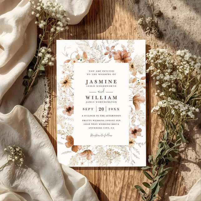 Convites Casamento Código QR Flores Silvestres Jardim Boêmi (Criador carregado)