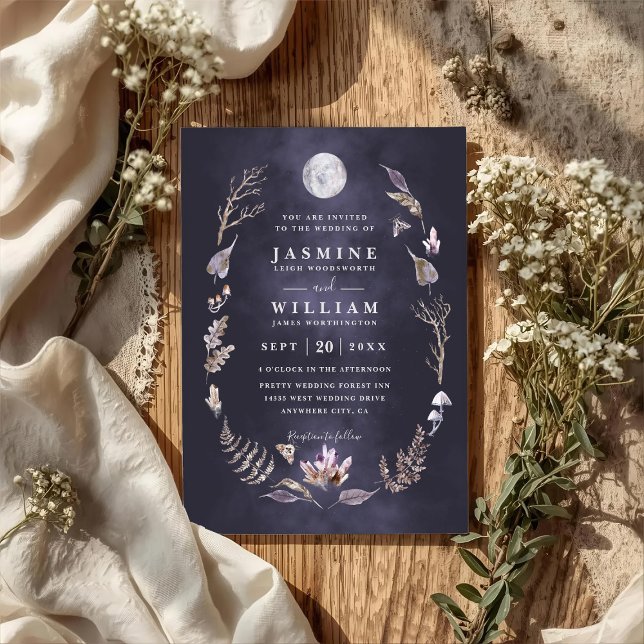 Convites Casamento Código QR Floresta de Cristal Noite da L (Criador carregado)