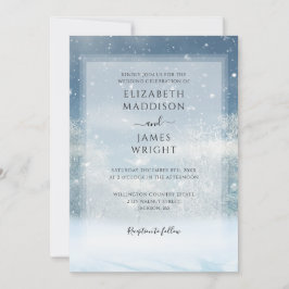 Convites Casamento Código QR Floresta de Neve de Inverno