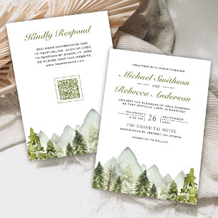 Convites Casamento Código QR Floresta de Pinheiros da Monta