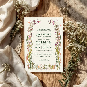 Convites Casamento Código QR Magia Cogumelo Flores Boho Sel