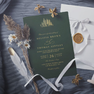 Convites Casamento Código QR Minimalista Árvores Pinheiro D