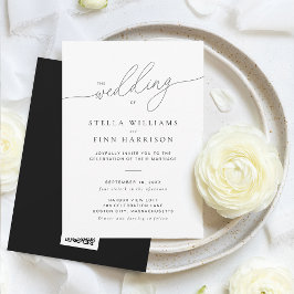 Convites Casamento Código QR Minimalista Moderno Letra Eleg