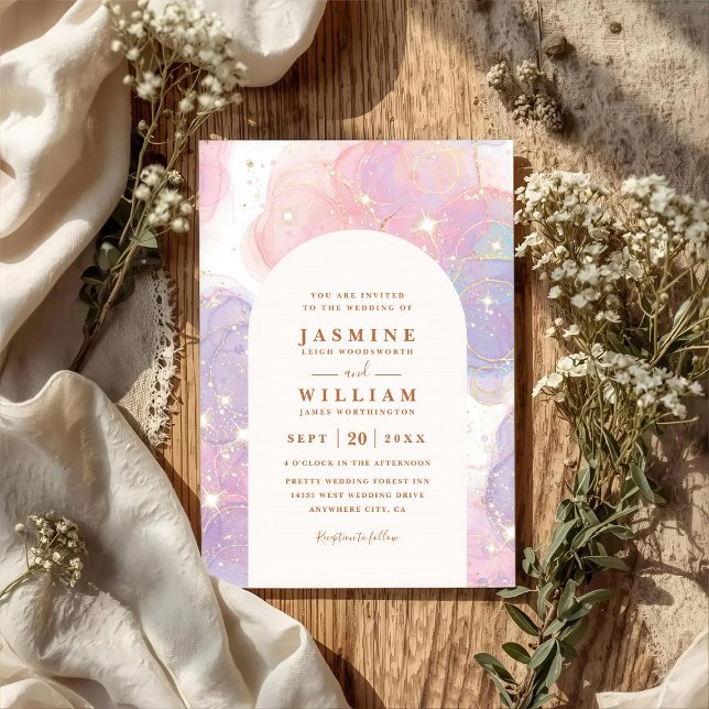 Convites Casamento Código QR Moderno Elegante Noite Brilhan (Criador carregado)