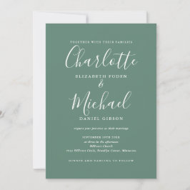 Convites Casamento Código QR Moderno Elegante Verde Eucalip