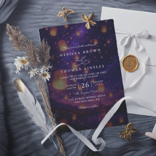 Convites Casamento Código QR Moderno Lanternas Emaranhadas 