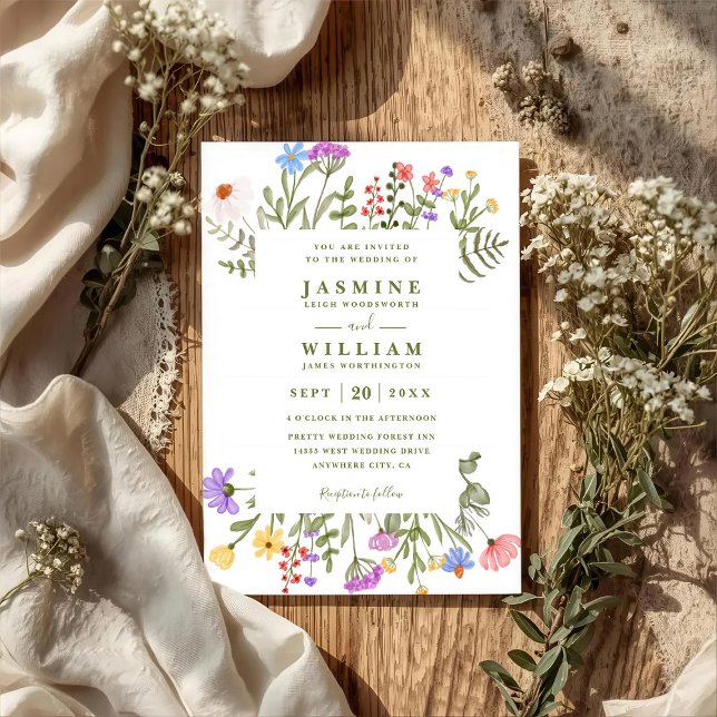 Convites Casamento Código QR Moderno Rústico Flores Silvest (Criador carregado)