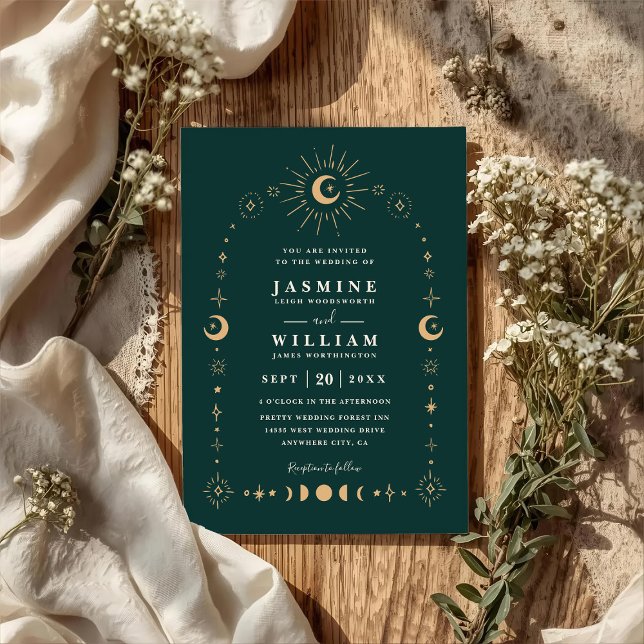 Convites Casamento Código QR Noite da Lua da Galáxia Celest (Criador carregado)