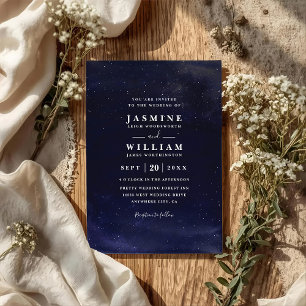 Convites Casamento Código QR Noite Estrelada Chic Moderno E