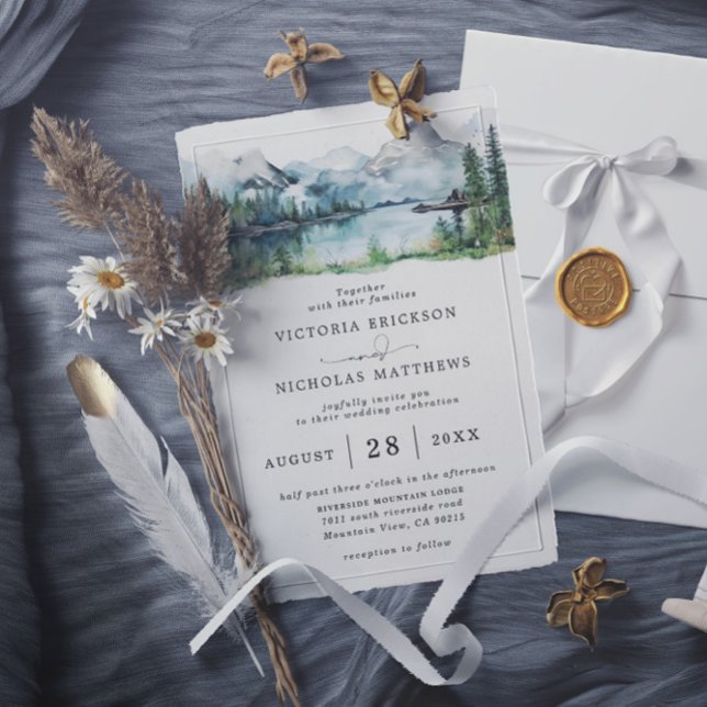 Convites Casamento Código QR Orçamento Árvore Floresta Mont (Criador carregado)