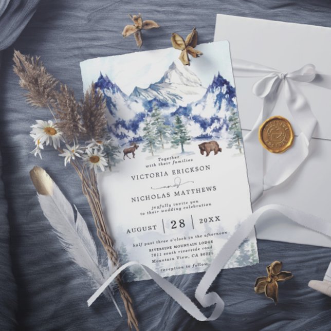 Convites Casamento Código QR Orçamento Árvore Floresta Mont (Criador carregado)