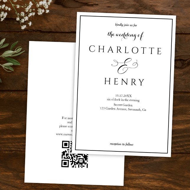 Convites Casamento Código Qr Orçamento Elegante (Criador carregado)