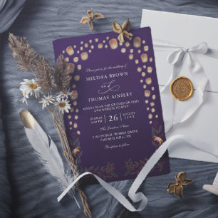 Convites Casamento Código QR Orçamento Lanternas Emaranhada