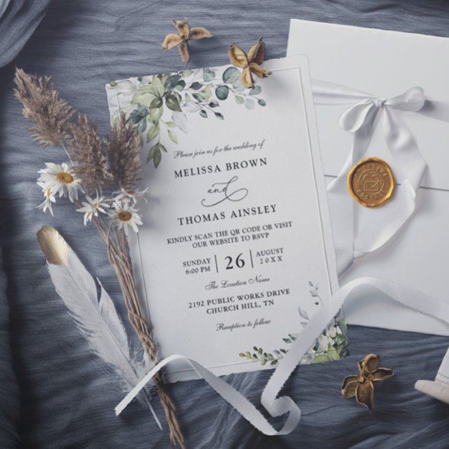 Convites Casamento Código QR Orçamento Moderno Elegante Euc (Criador carregado)