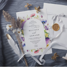 Convites Casamento Código QR Orçamento Moderno Elegante Flo