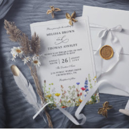 Convites Casamento Código QR Orçamento Moderno Elegante Flo