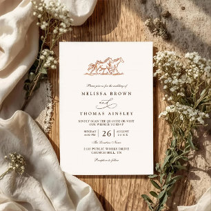 Convites Casamento Código QR País Rústico Cavalos Selvagens