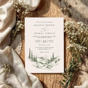 Convites Casamento Código QR Paisagem Rústica Floresta