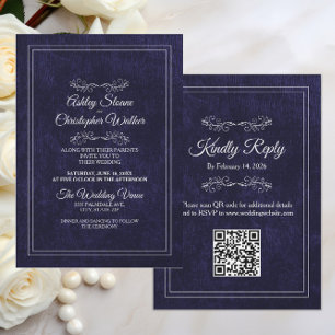 Convites Casamento Código QR Preto Branco Elegante e Empola