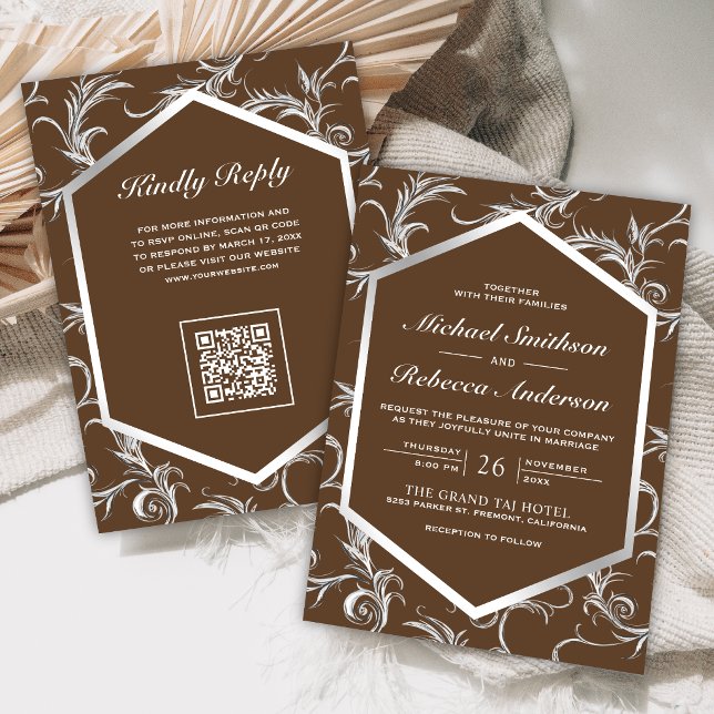 Convites Casamento Código QR Redemoinho Florescer Farinha P (Criador carregado)