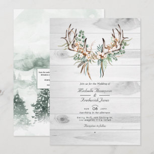 Convites Casamento Código QR Rústico Boho Algodão e Eucalip