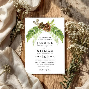 Convites Casamento Código QR Rústico Elegante Moderno Verde