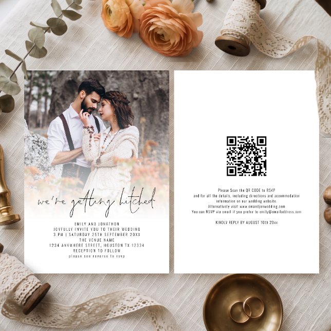 Convites Casamento Código QR Sobreposição de Foto Casamento (Criador carregado)
