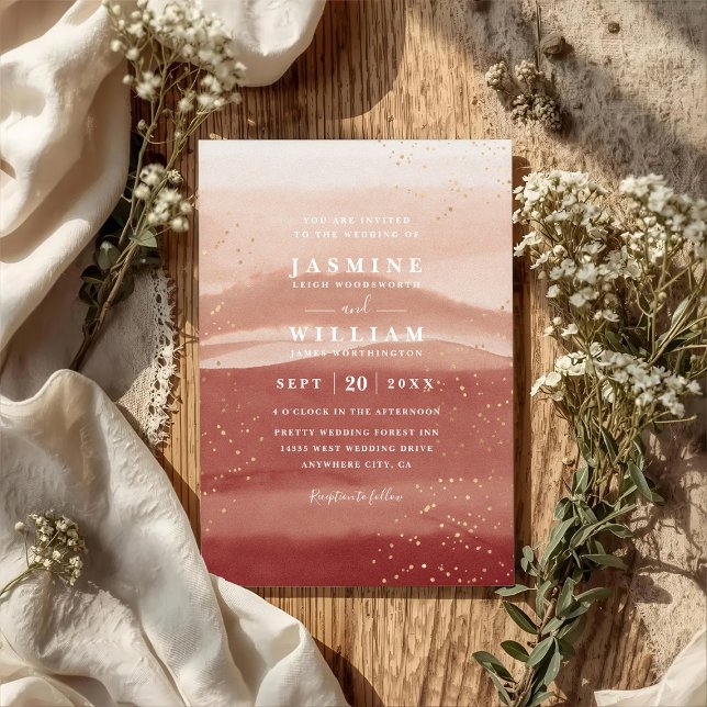 Convites Casamento Código QR Terracota Deserto Boho Minimal (Criador carregado)