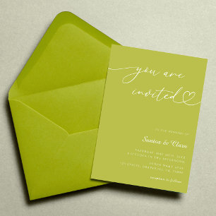 Convites Casamento Colagem de Fotos 3 Script Coração Verde 